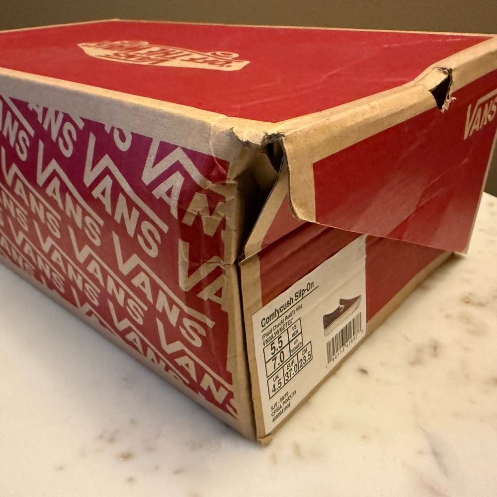 Vans Comfycush Slip-On (Plaid Check) Red/True White NWT Men’s 5.5/ Women’s 7 - Picture 8 of 8